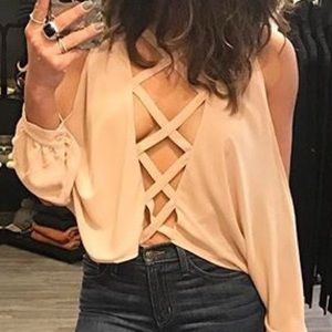 Criss Cross Bodysuit with Floating Sleeves